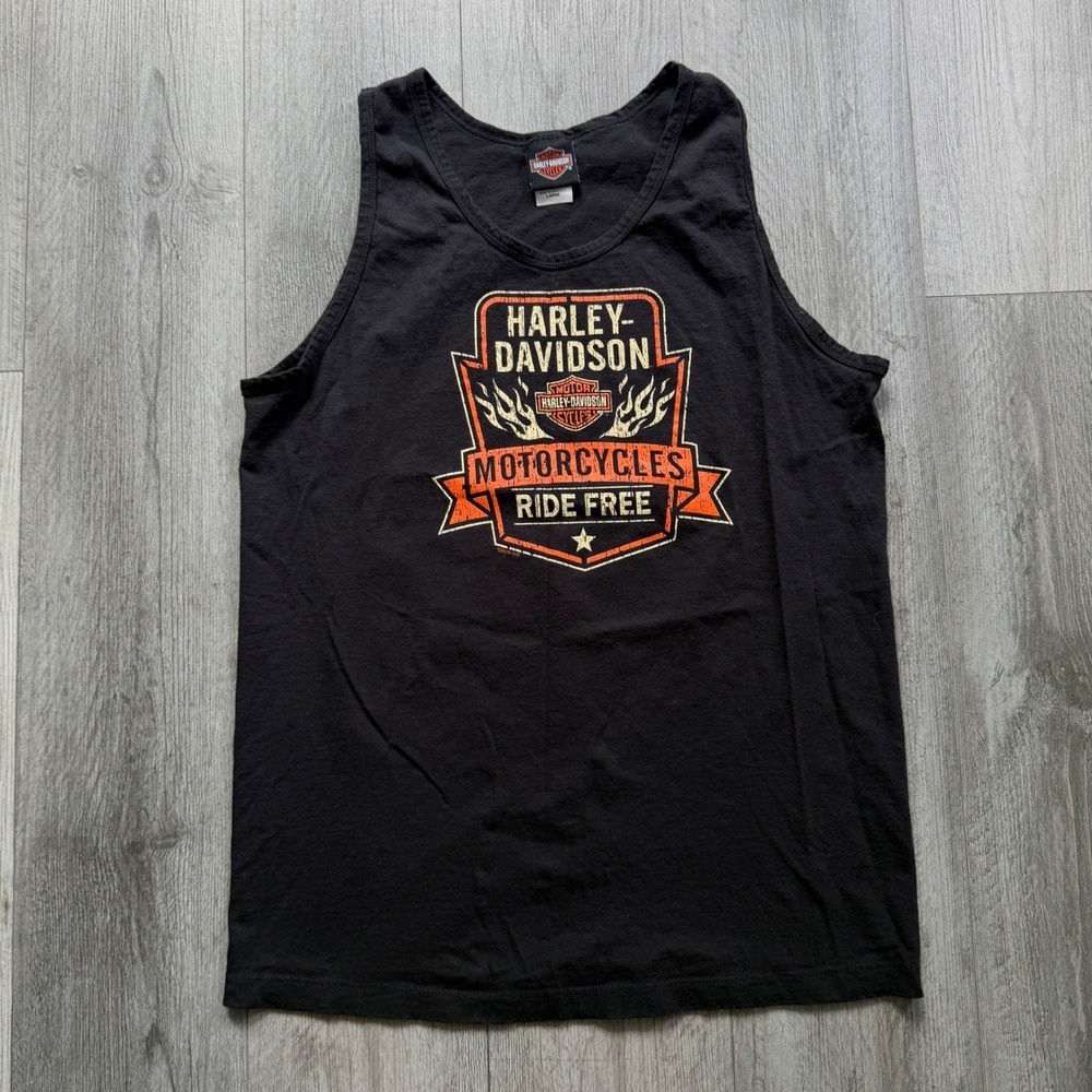 Harley-Davidson Tank Top Mens L Black Ride Free Greeley Colorado Dealer Shirt
